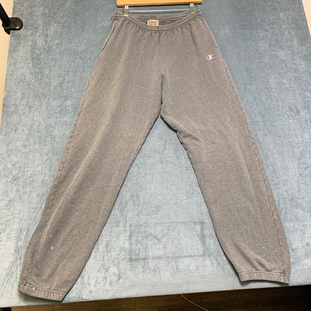 VTG Champion Furst Of A Kind Sweatpants Men 30x31 Gray Logo Fleece Lined